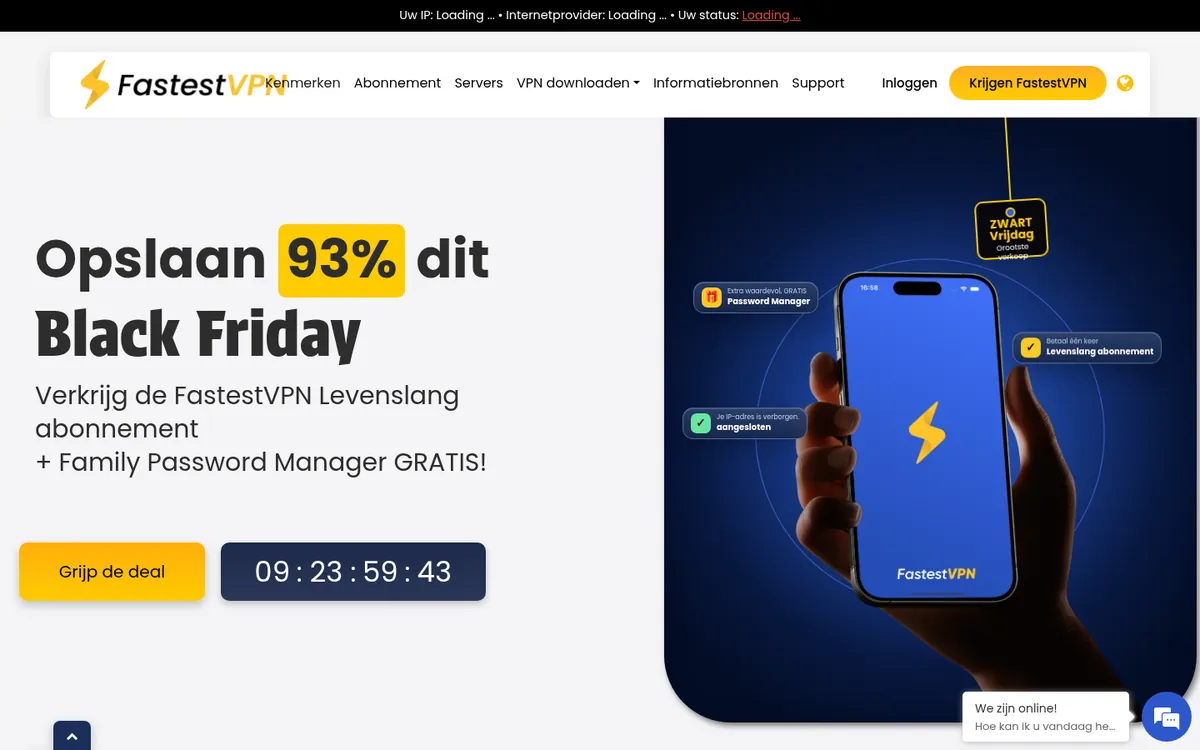 Homepage van FastestVPN op de computer – getest: beste VPN voor België