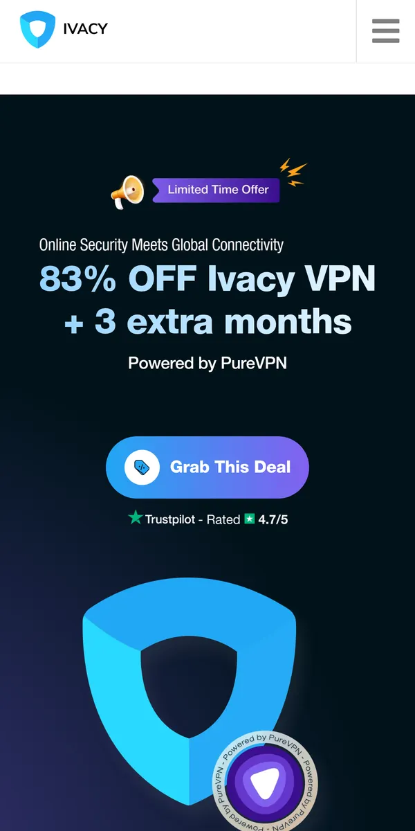 Homepage van Ivacy op mobiel – getest: beste VPN voor België