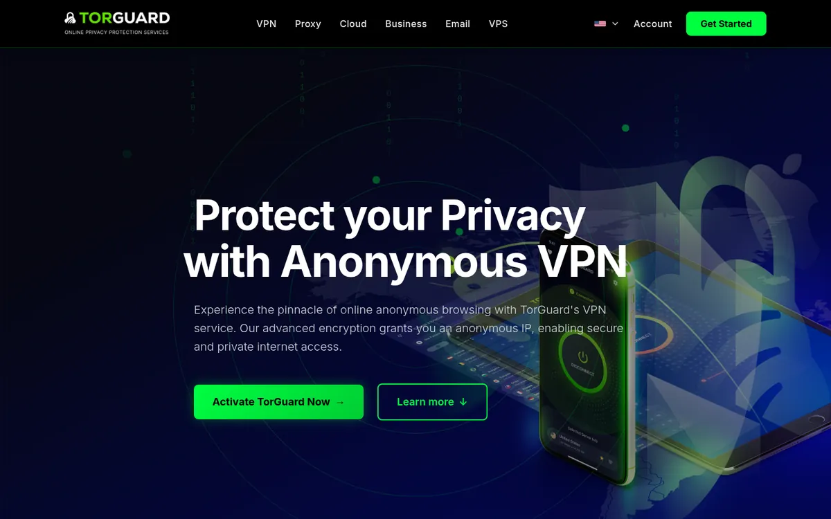 Homepage van TorGuard op de computer – getest: beste VPN voor België